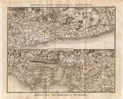 Route from New Shoreham to Chichester and from Chichester to Fareham