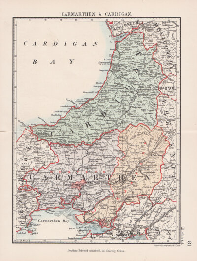 Edward Stanford - Carmarthen and Cardigan.