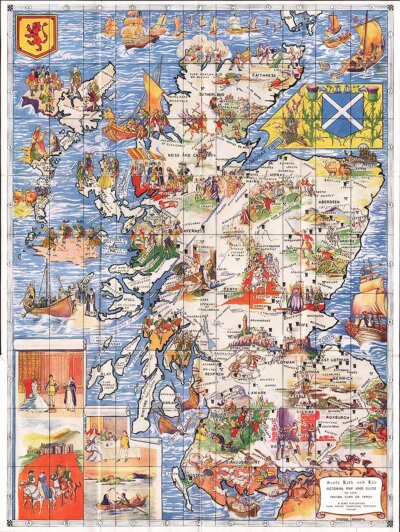 Scots Kith and Kin Pictorial Map and Guide to your Tartan, Clan or Family