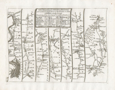 John Senex - The Road from London to Aberystwyth. 