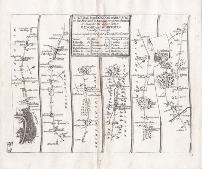 John Senex - The Road from  London to Aberystwyth.