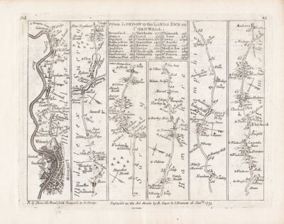 John Senex - The Road from London to the Lands End in Cornwall.