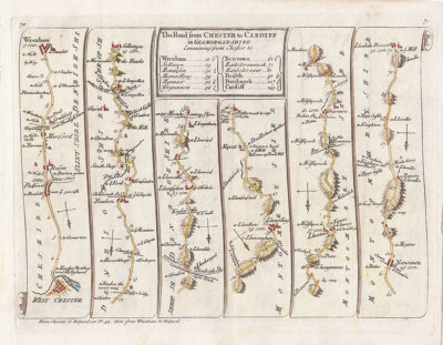 John Senex - The Road from Chester to Cardiff in Glamorganshire