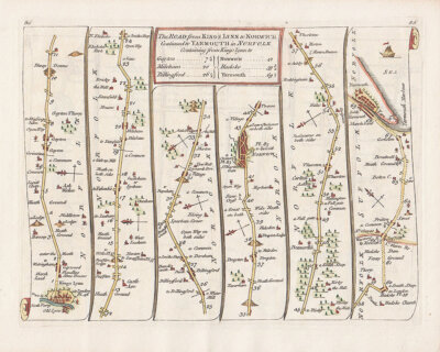 John Senex - The Road from King's Lynn to Norwich