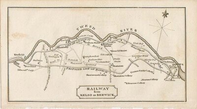 Railway from Kelso to Berwick - Travellers Guide through Scotland and its Isles 