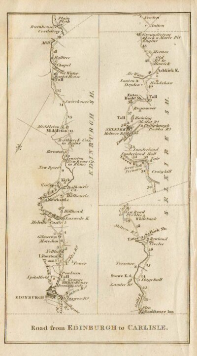 Road from Edinburgh to Carlisle  -  Travellers Guide through Scotland and its Isles