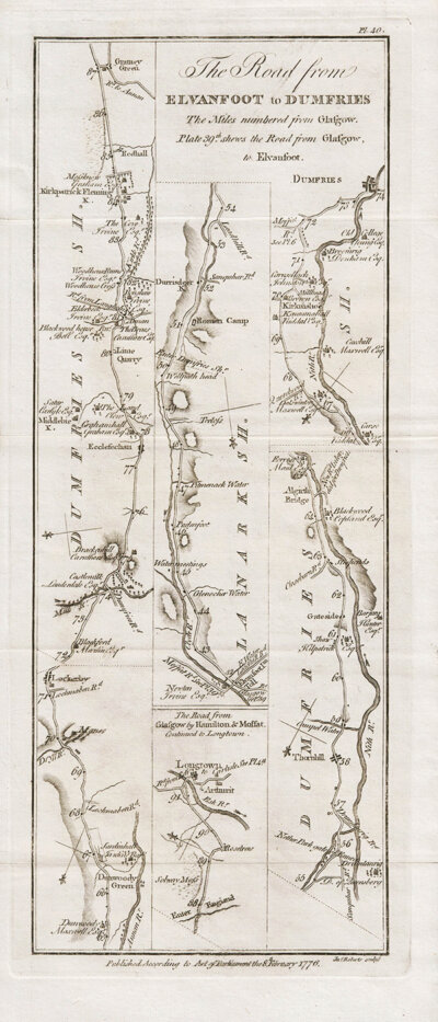 The Road from Elvanfoot to Dumfries; The road from Glasgow by Hamilton & Moffat Continued to Longtown 