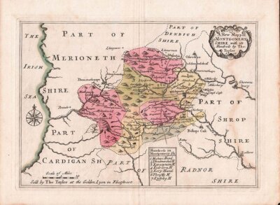 A New Mapp of Montgomeryshire with its Hundreds by Tho Taylor  1718
