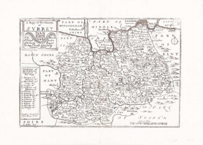 'A Mapp of the county of Surrey'  by Richard Blome - Thomas Taylor - Wenceslaus Hollar