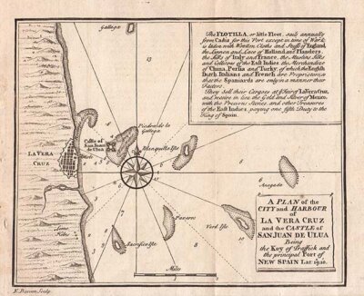 A Plan of the City and Harbour of La Vera Cruz and the Castle of San Juan De Ula