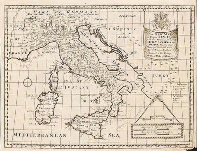 Edward Wells - A New Map of Italy together with the Adjoyning Islands.....