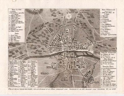 3E Plan de Ville de Paris son accroissement et sa clture commenc e sous CHARLES V en 1367 termine sous CHARLES VI en 1383
