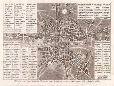 5th Plan de la Ville de Paris sous HENRI III et LOUIS XIII depuis 1589  jusq'en 1643 