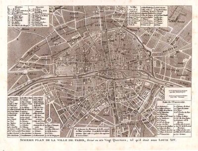 Sixieme Plan de la Ville de Paris divis en ses Vingt Quartiers tel qu'il toit sous LOUIS XIV