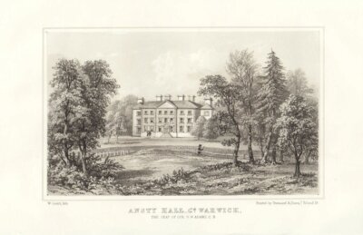 Ansty Hall, Co. Warwick.  The Seat of Col. H.W. Adams.  C.B.  (antique print)