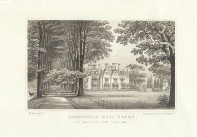 Arborfield Hall, Berks.  The Seat of Sir John Conroy. Bart.  (antique print)