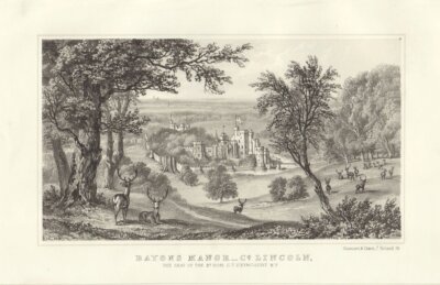 Bayons Manor, Co. Lincoln.  The Seat of the Rt. Hon. C.T. D'eyncourt.  M.P.  (antique print)