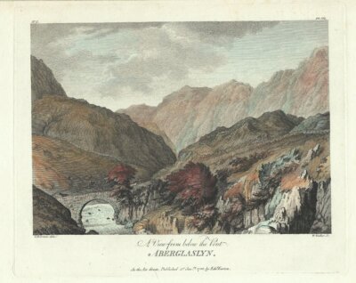 A View from below the Pont Aberglaslyn (antique print)