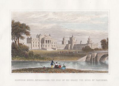 Blenheim House Oxfordshire The Seat of His Grace The Duke of Marlboro (antique print)