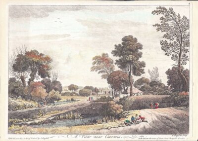 A View near Caerwis.  (antique print)