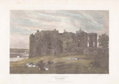 Carew Castle Pembrokeshire Sun Set effect