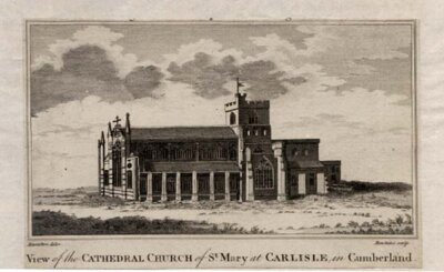 View of the Cathedral Church of St Mary at Carlisle in Cumberland (antique print)