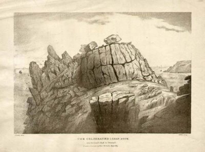 The Celebrated Logan Rock near the Land's End in Cornwall