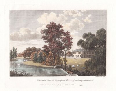Chicksands Priory in Bedfordshire the Seat of Sir George Osborn.  Bart.  (antique print)