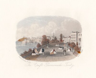The Croft Promenade, Tenby.  (antique print)