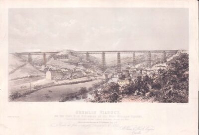 Crumlin Viaduct, on the Taff Vale Extension of the West Midland Railway,    (antique print)