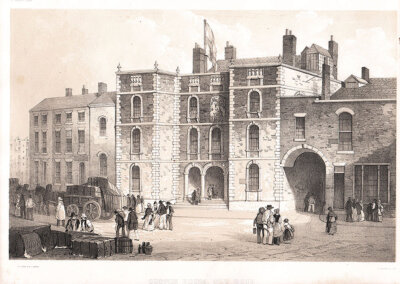 Custom House Old Dock  (antique print)