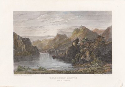 Dolbadarn Castle.  Vale of Llanberis.  (antique print)