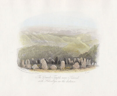 The Druids Temple near Keswick with Helvellyn in the distance