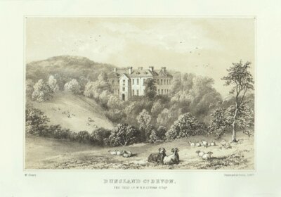 Dunsland Co. Devon.  The Seat of W.H.B. Coham.  Esq.  (antique print)