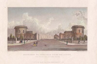 Entrance to Carlisle from the South  The Prison and Sessions House (antique print)