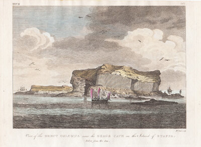 View of the Erect Columns near the Shags Cave on the Island of Staffa  Taken from the Sea