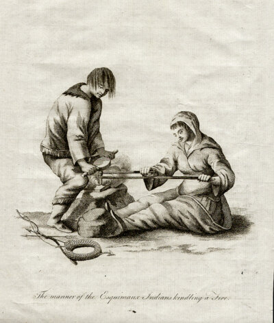 The manner of the Esquimaux Indians kindling a fire