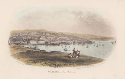 Falmouth - From Pendennis.  (antique print)