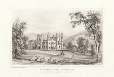 Glanusk Park, Co. Brecon.  The Seat of J. Bailey,  Esq.  M.P.  (antique print)