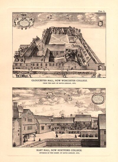 Gloucester Hall now Worcester College and Hart Hall now Hertford College