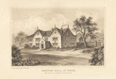 Grotton Hall, Co. York.  The Seat of Edmund Buckley.  Esq.  (antique print)