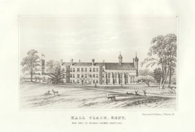 Hall Place, Kent.  The Seat of Thomas Farmer Baily.  Esq.  (antique print)