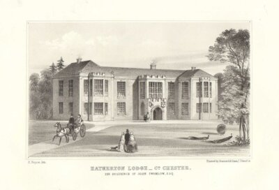 Hatherton Lodge, Chester.  The Residence of John Twemlow.  Esq.  (antique print)