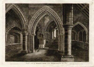 Inside view of Magdalen Chapel near Winchester from the West