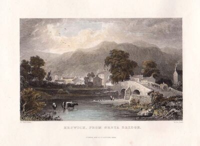 Keswick from Greta Bridge  (antique print)