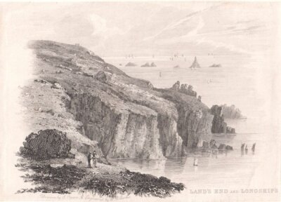 Land's End and Longships.  (antique print)