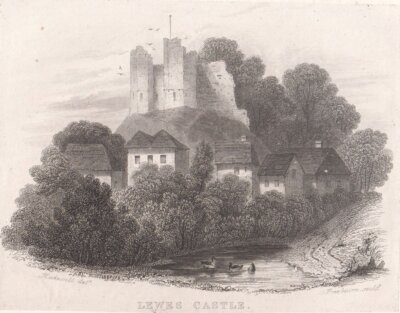 Lewes Castle.  (antique print)
