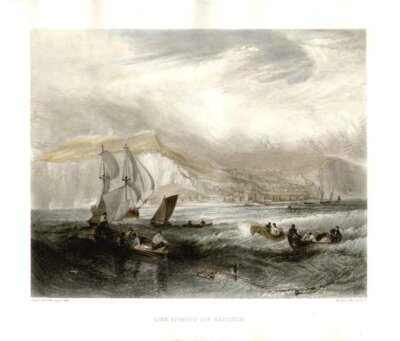 Line Fishing off Hastings  (antique print)