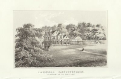 Llanbedrog, Caernarvonshire. m The Seat of Lady Jones Parry.  (anrique print)