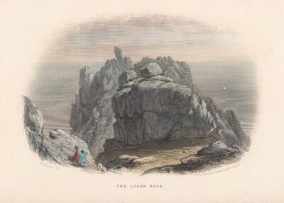The Logan Rock.  (antrique print)